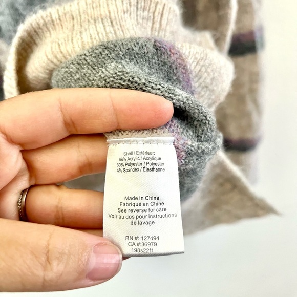 Heartloom Portia Cowl Neck Knit Striped Sweater Size Medium - Picture 9 of 10